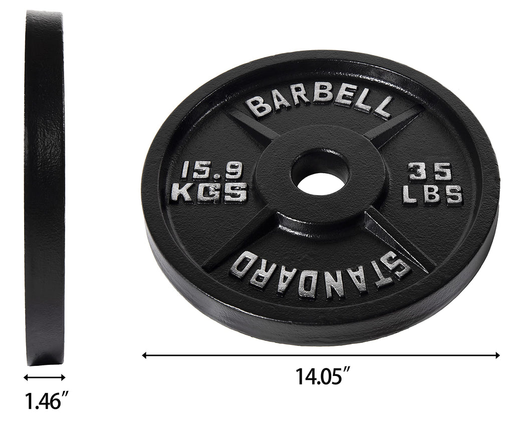 Fitvids Olympic 2-Inch Cast Iron Plate Weight Plate For Strength Training And Weightlifting, Vintage Style, 35Lb Pair