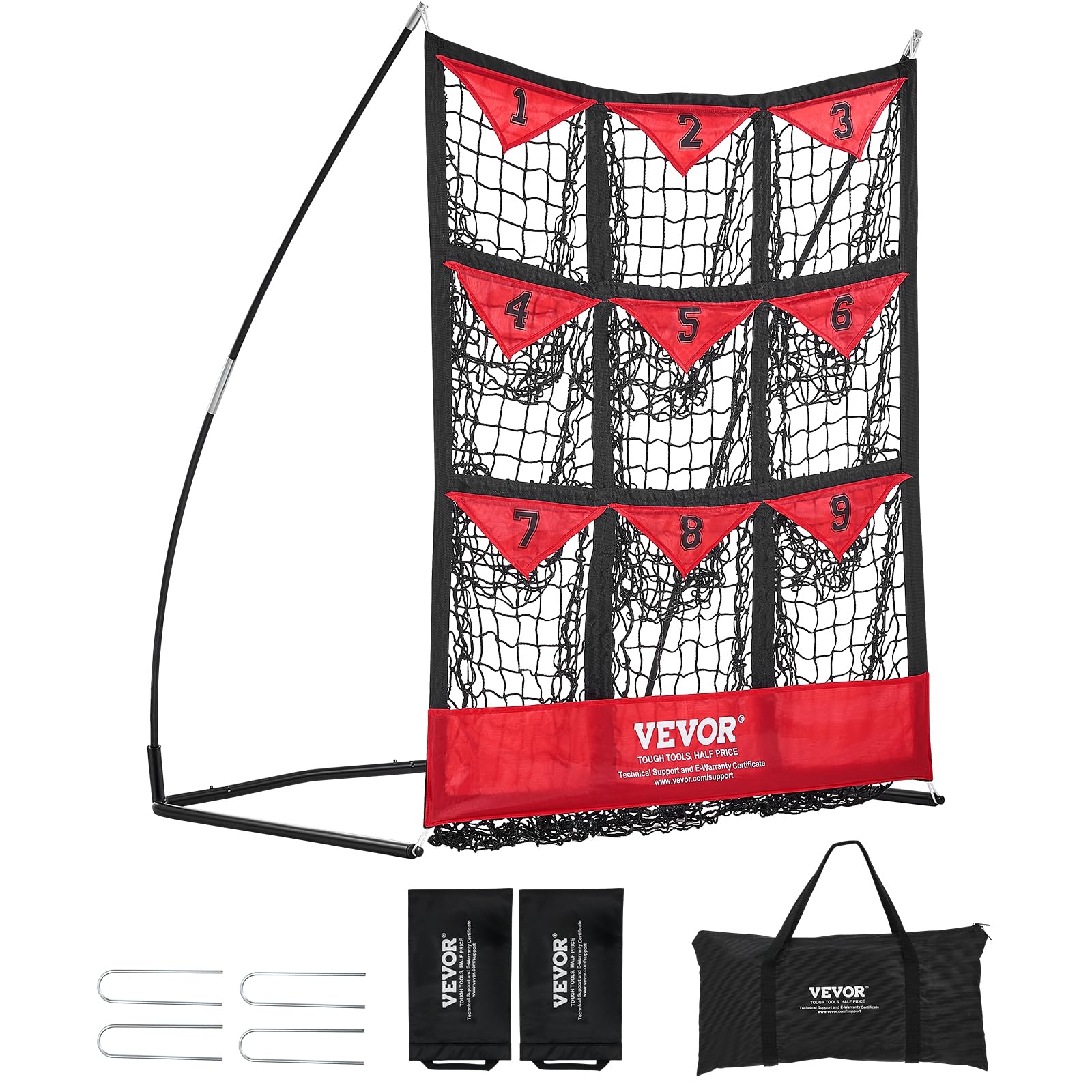 VEVOR 9 Hole Baseball Net, 36x30 Softball Baseball Training Equipment for Hitting Pitching Practice, Portable Quick Assembly Tra