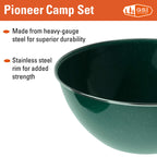 Gsi Outdoors Camp Dinnerware Set I 4-Person Set Includes Pioneer Enamel Percolator, Frypan, Kettle, Bowls, Plates & Coffee Mugs
