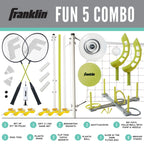 Franklin Sports Fun 5 Combo Outdoor Game Set - Backyard, Beach + Camping Games For Kids - Badminton, Volleyball, Flip Toss, Flyi