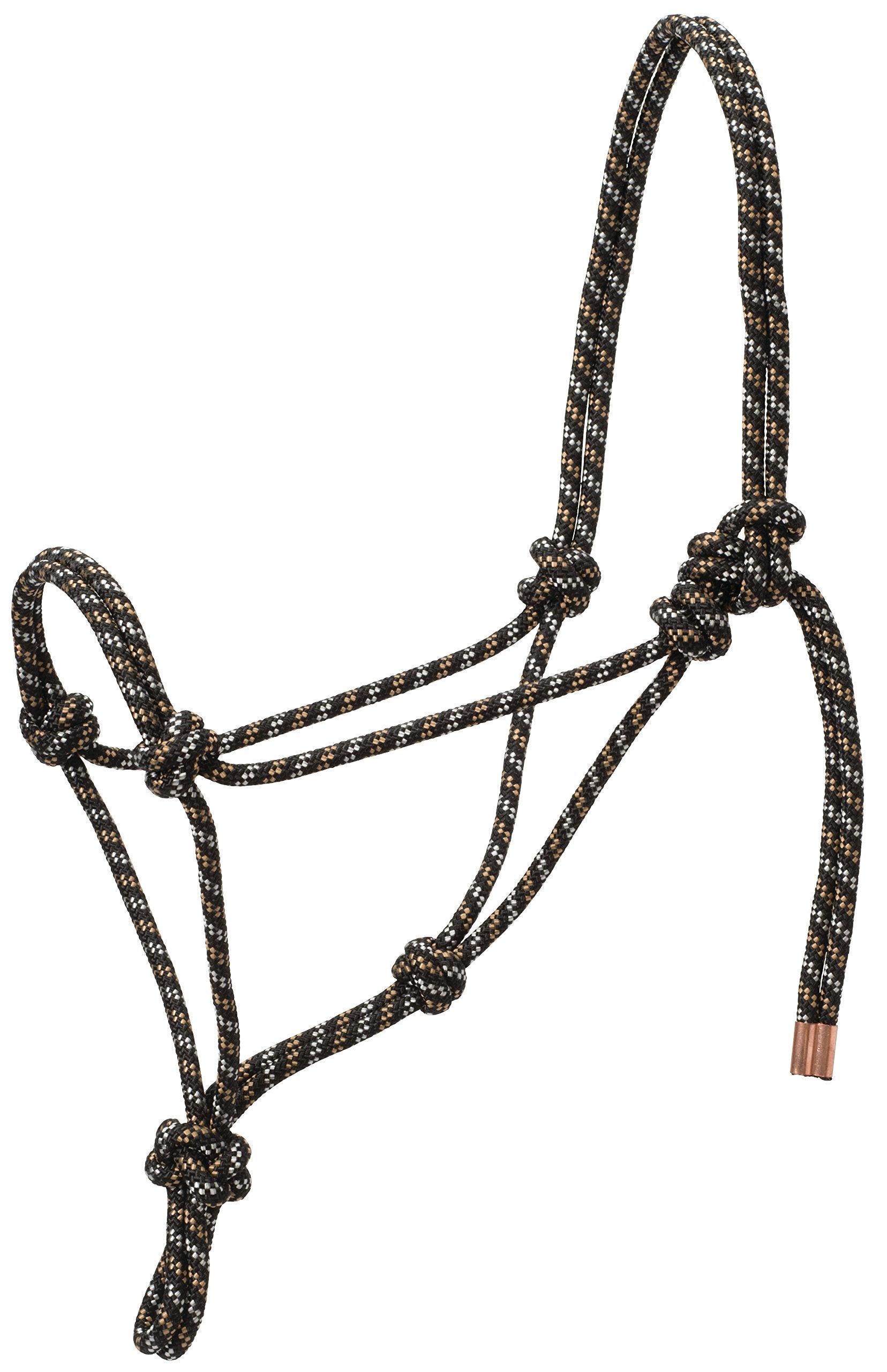 Weaver Leather Diamond Braid Rope Halter , Black/Tan/White, Average Horse