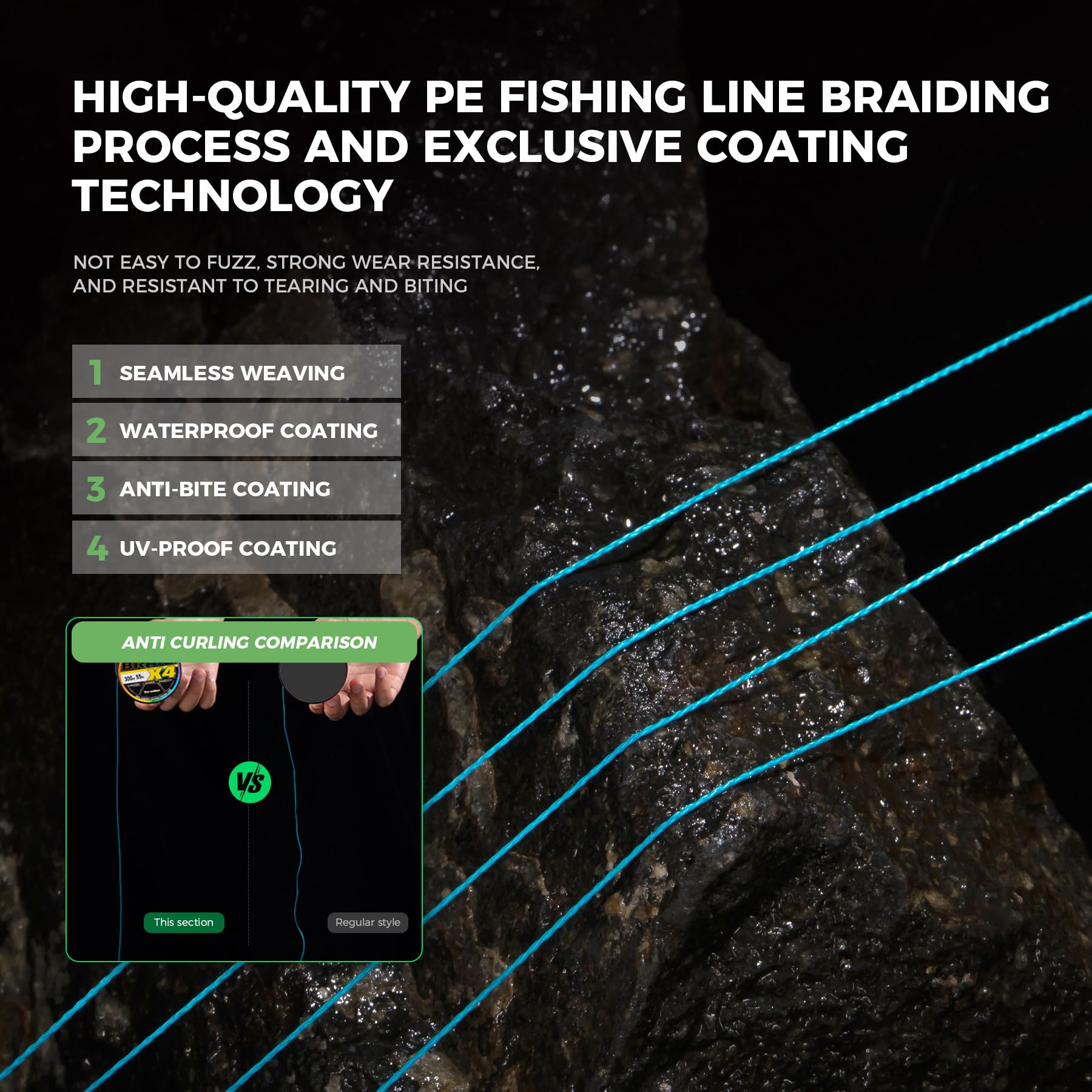 9Km Dwlife Braided Fishing Line 8Lb-100Lb Dyneema Fishing Line, Zero Stretch & Anti-Bite Coating For Freshwater/Saltwater Fishin