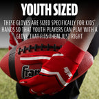 Franklin Sports Youth Football Receiver Gloves - Shoktak Kids High Grip Football Receiver Gloves - Red - Youth Large