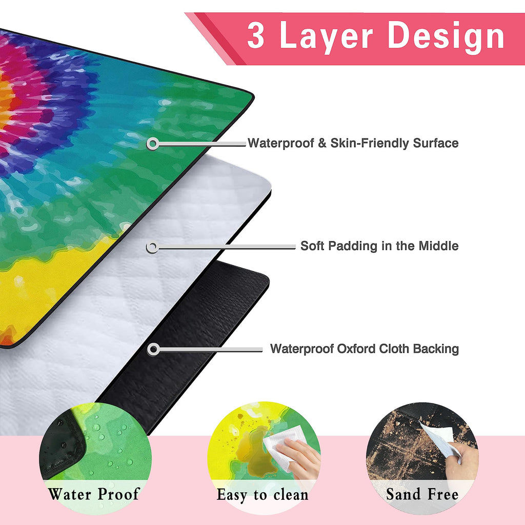 Supfitness Extra Large Picnic Blankets Waterproof Foldable (80 X 80) Beach Blanket Waterproof Sandproof,3-Layer Thicking Mat Out