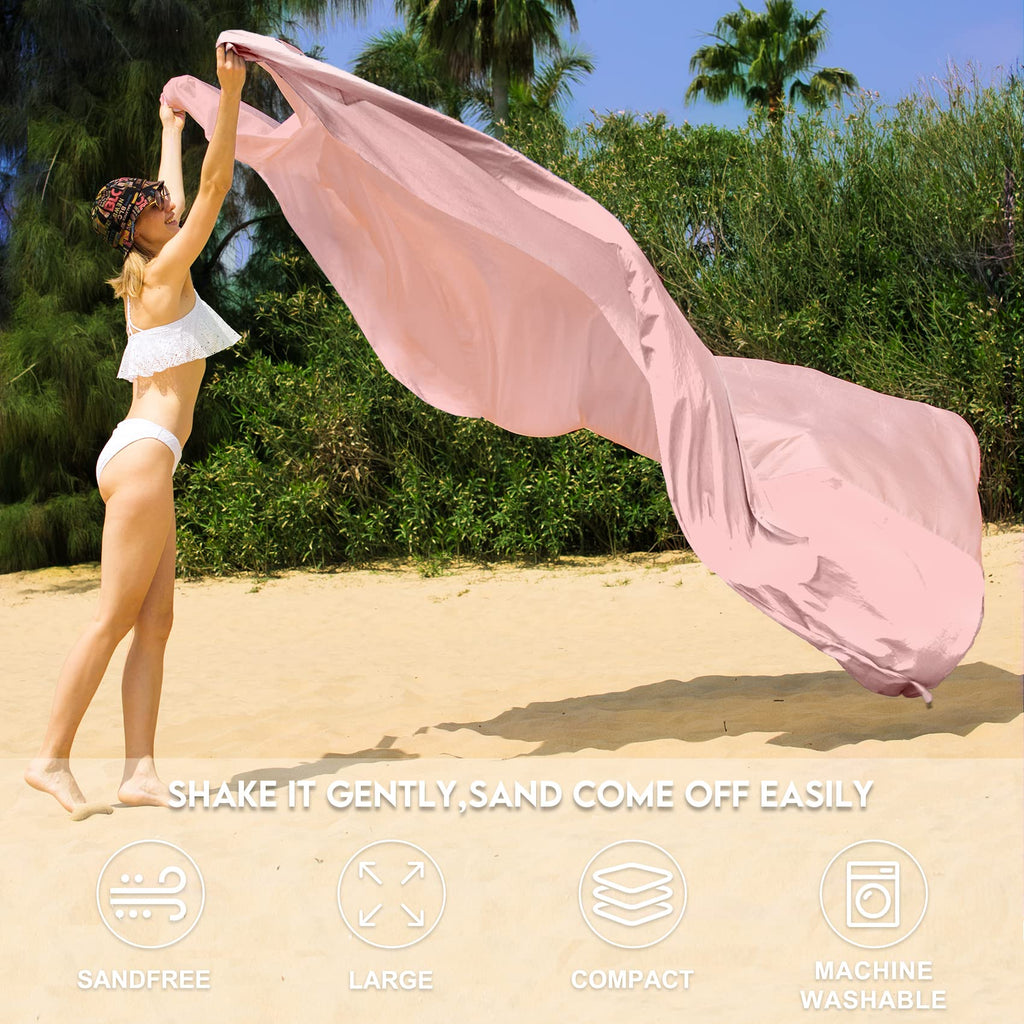 Bydoll Nylon Beach Blanket Waterproof Sandproof Oversized 10'X9' Suits 1-8 Adults Sand Free Extra Large Blanket Lightweight Soft