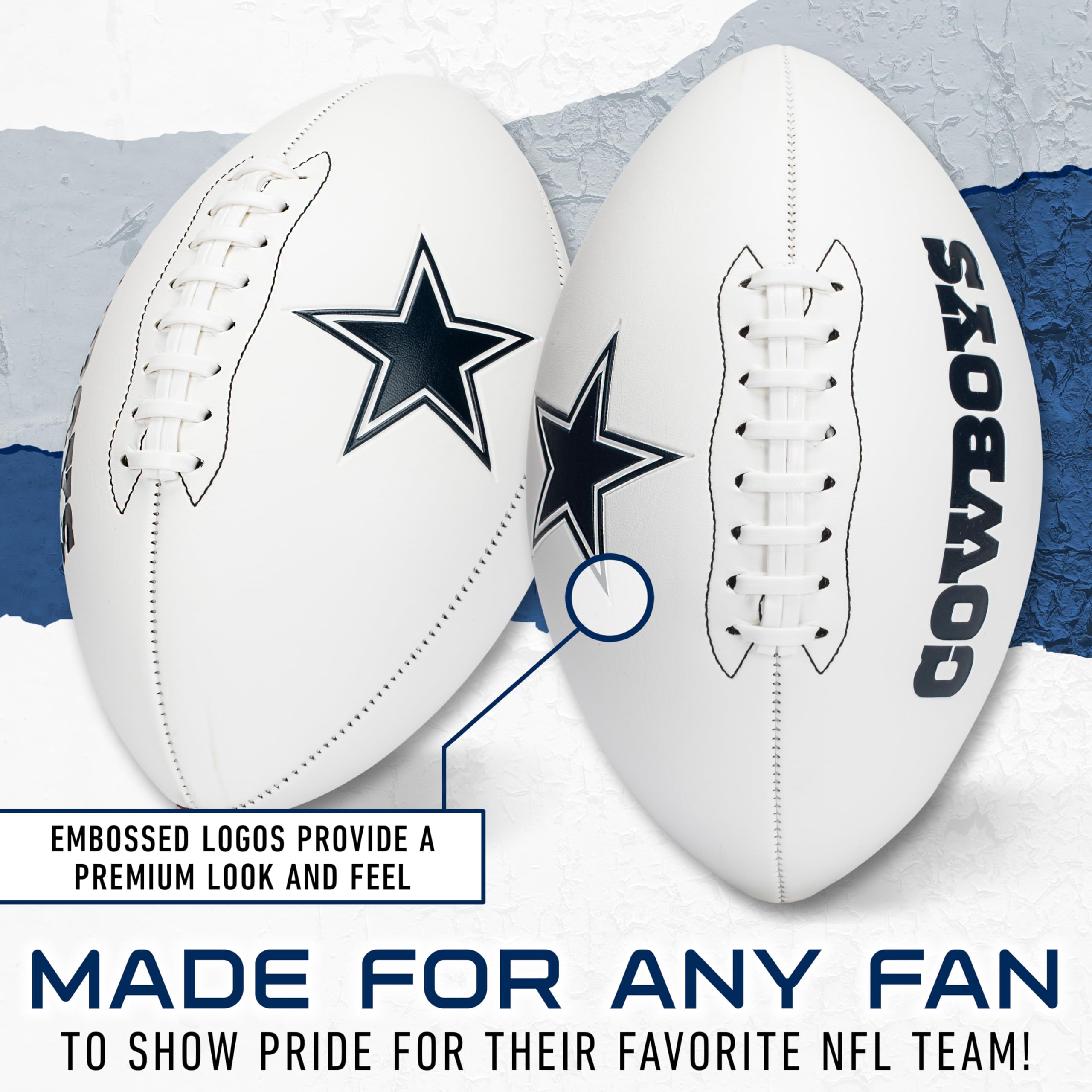 Franklin Sports Nfl Dallas Cowboys Autograph Football - Official Size White Panel Souvenir Football For Autographs + Signatures