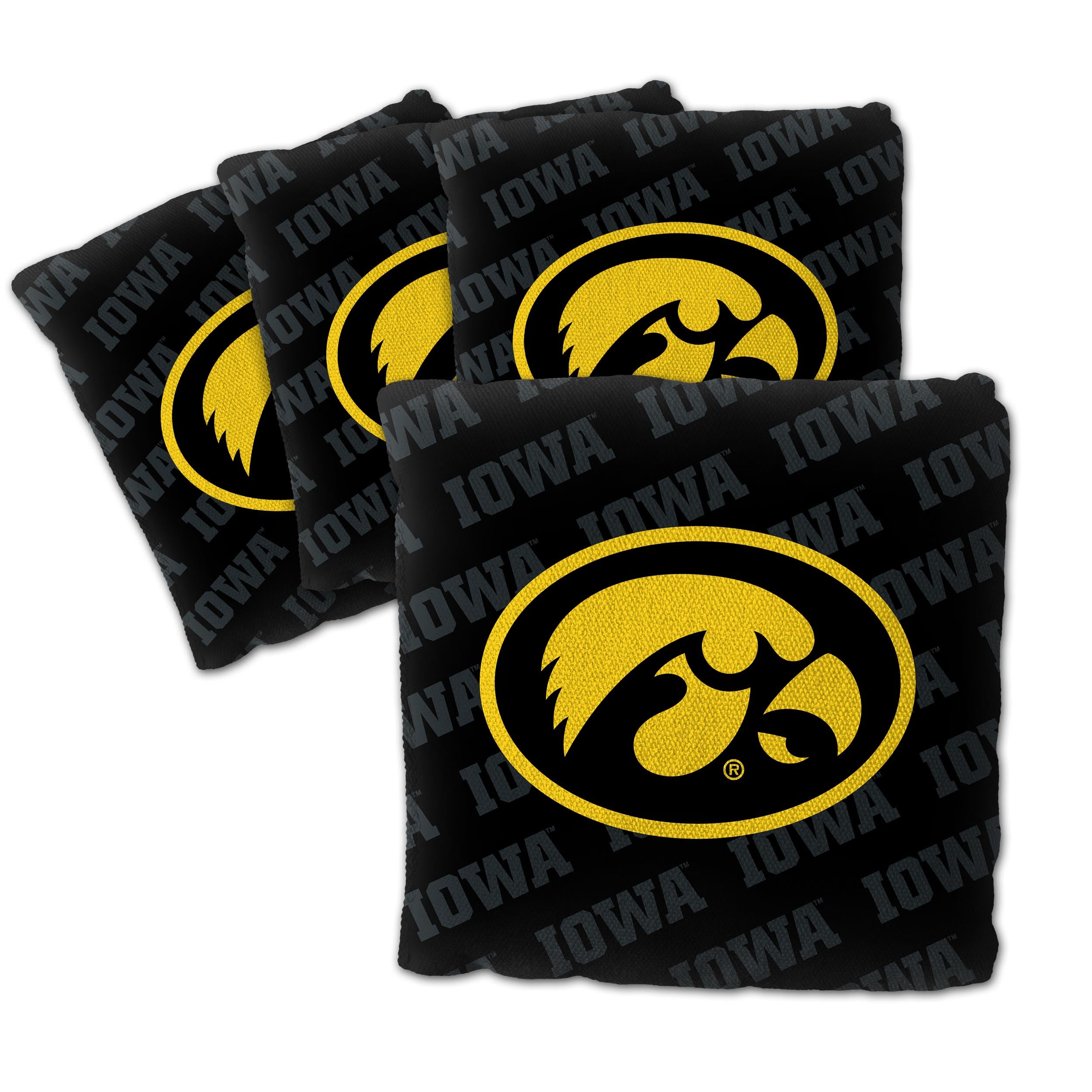 YouTheFan Officially-Licensed NCAA Iowa Hawkeyes Set of 4 Cornhole Bags - All Weather Regulation 6    x 6    Size - 16oz Weight 