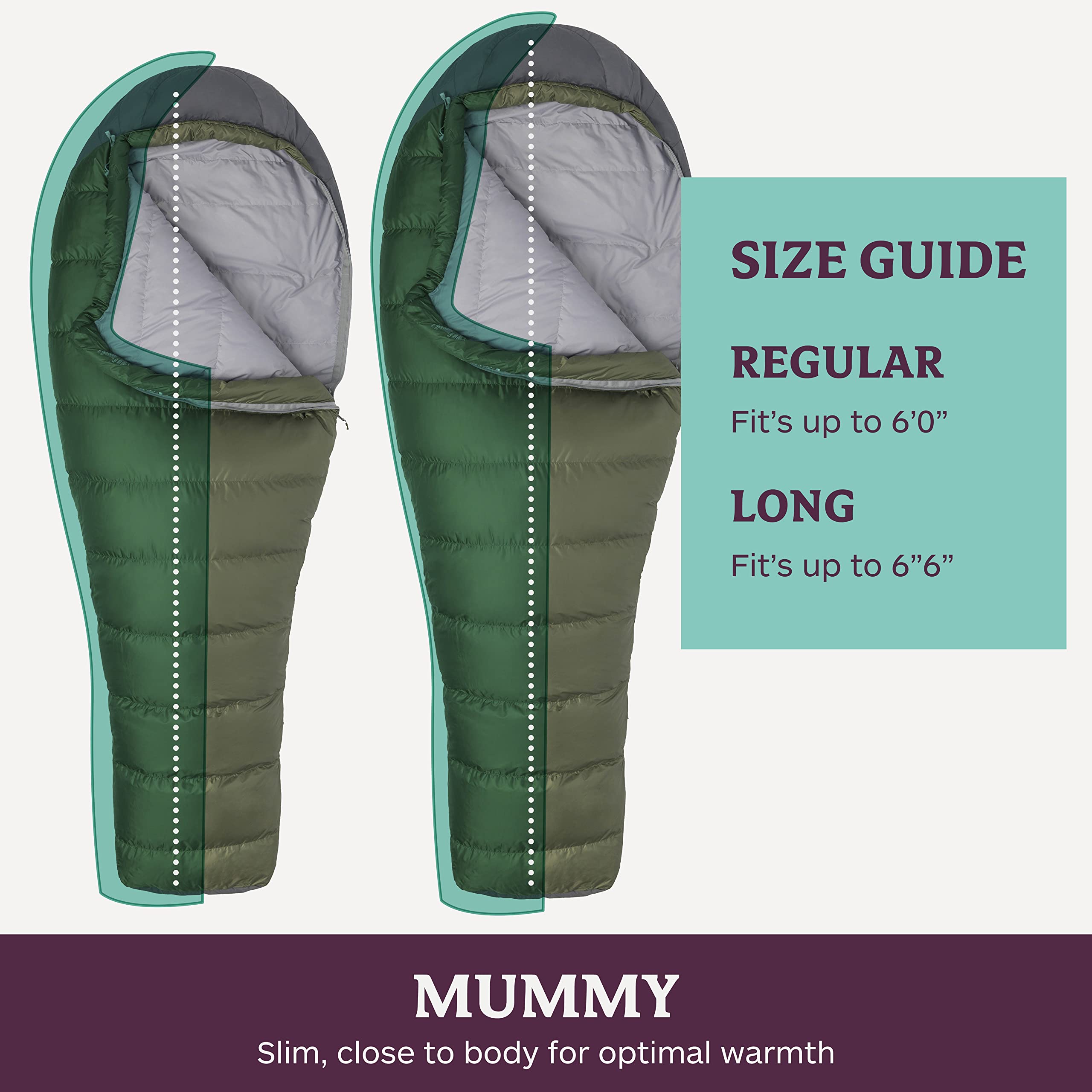 Marmot Ironwood Mummy Sleeping Bag  Down-Filled, Lightweight, 30-Degree Rating, Bomber Green/Steel Onyx, Regular
