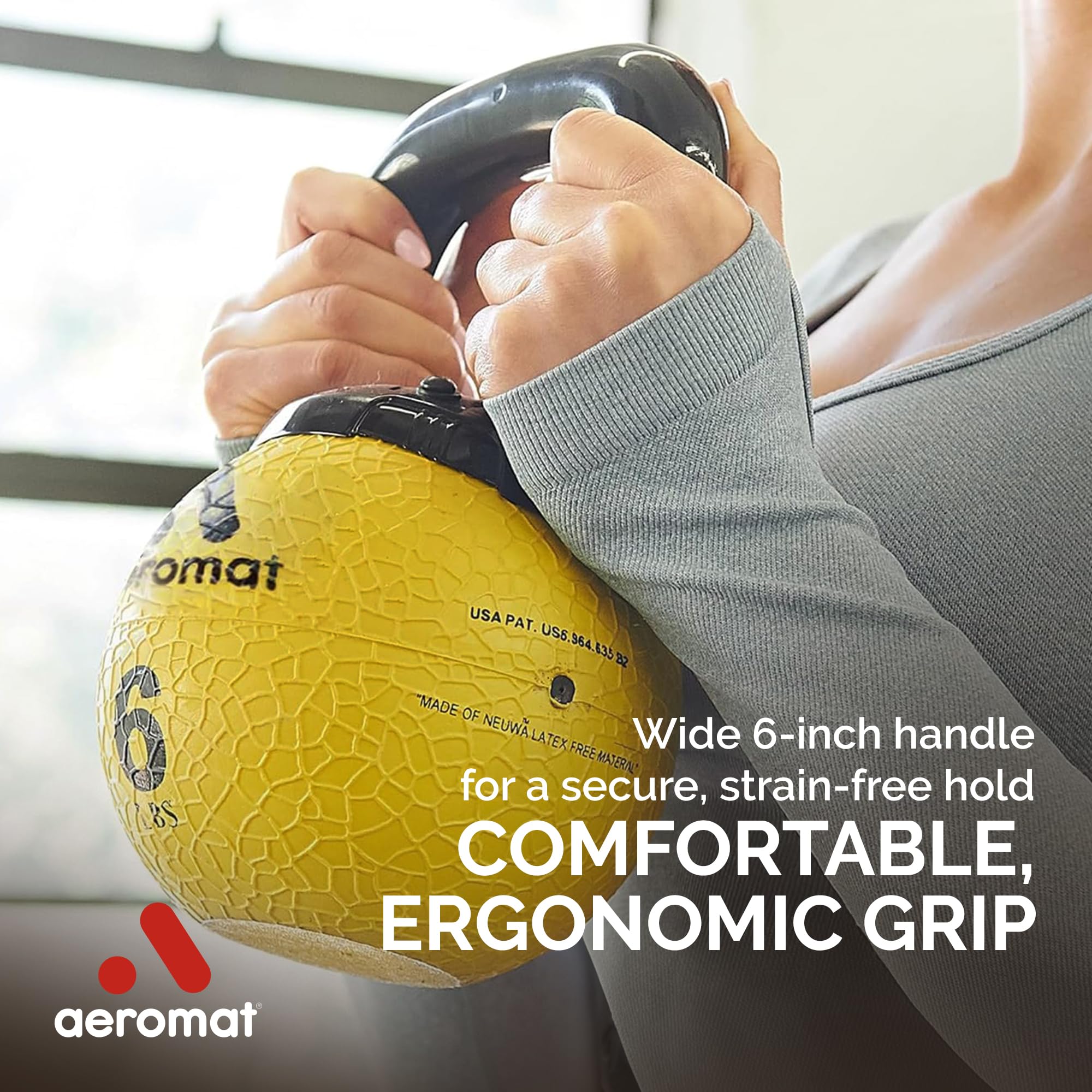 Aeromat Elite Mini Kettlebell Medicine Ball - 15 Lb Kettlebell Weight Balls For Exercise, 6'' Dia Weighted Exercise Ball, Streng