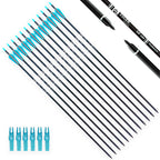 Tiger Archery 30Inch Carbon Arrow Practice Hunting Arrows With Removable Tips For Compound & Recurve Bow(Pack Of 12) (Light Blue
