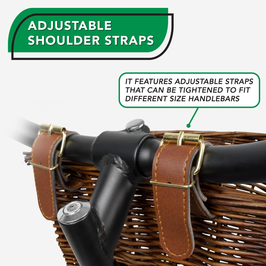 ProSource Wicker Bike Basket Front Cargo for Women and Men, Fits Most Bicycles, Beach Cruisers, Stationary Equipment, and Ebikes