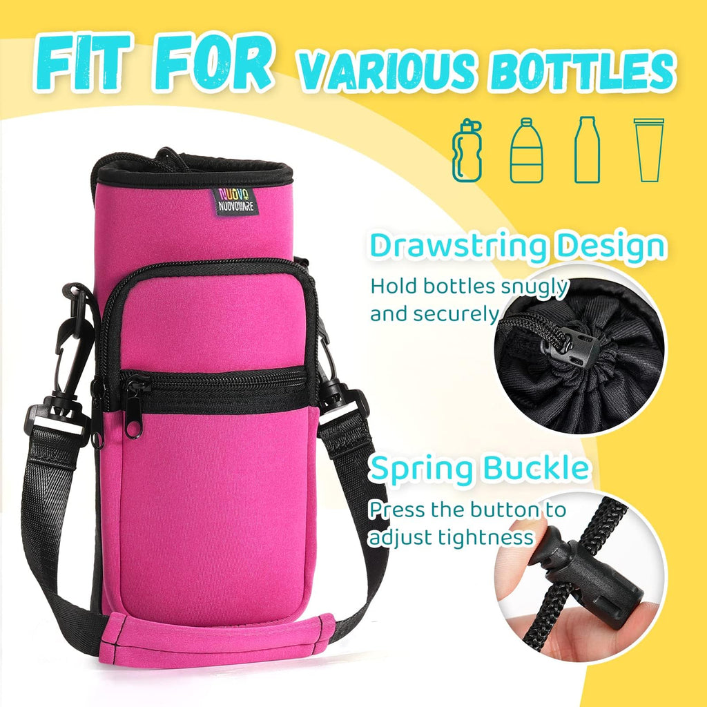 Nuovoware Water Bottle Carrier Bag, 25oz/32oz Pouch Holder, Adjustable Shoulder Hand Strap 2 Pocket Sling Neoprene Sleeve Sports