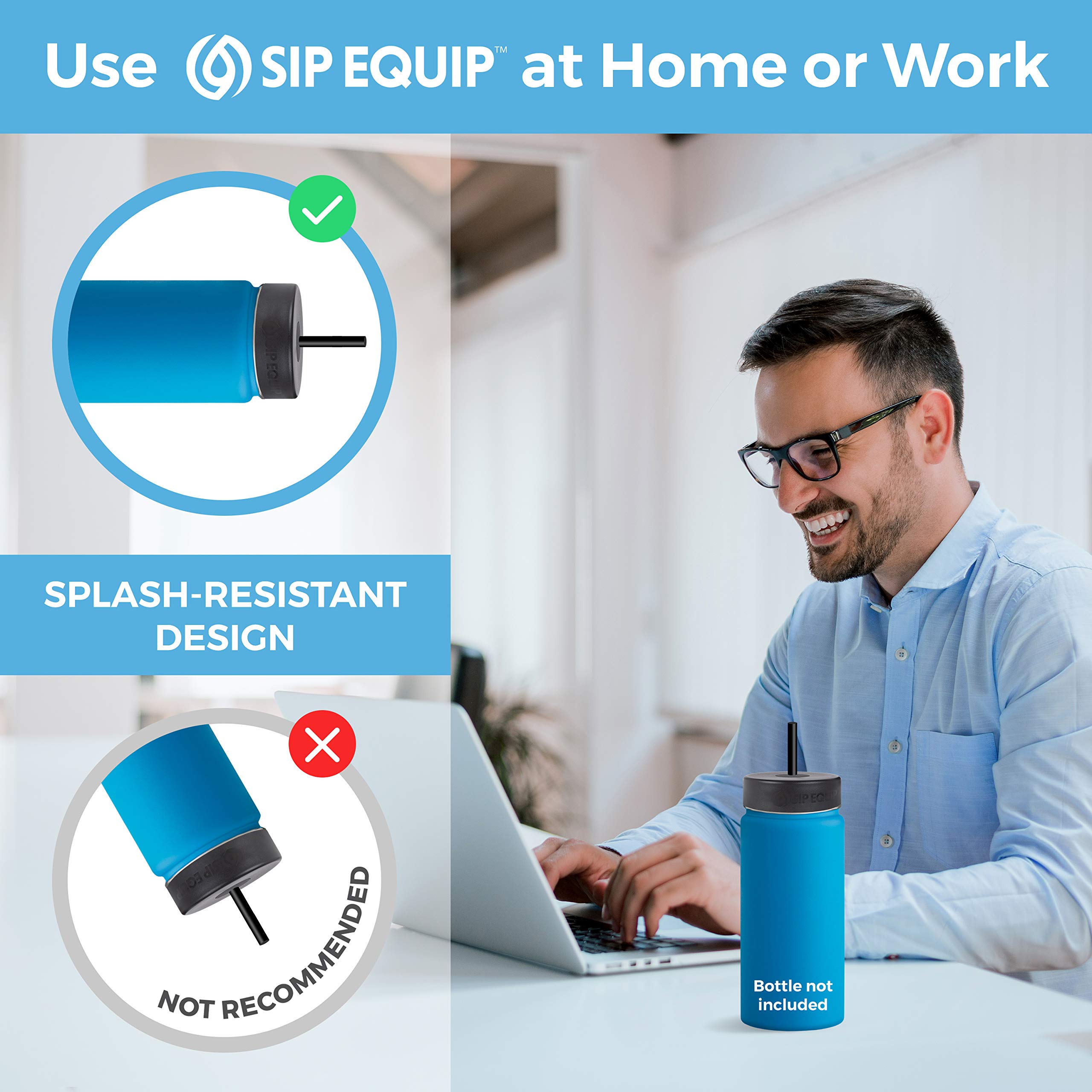 Sip Equip Wide Mouth Straw Lids (2 Pack), Compatible With Hydro Flask, Simple Modern, Hydro Cell, Thermoflask, Takeya, Vmini And