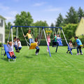 Sportspower Super 9 Metal Swing Set for Outdoor Backyard Play: Teeter Totter, Glide Ride, Roman Glider, Standing Swing, Trapeze,