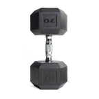 CAP Barbell 70 LB Rubber Coated Hex Dumbbell Hand Weight - Single | Chrome Handle
