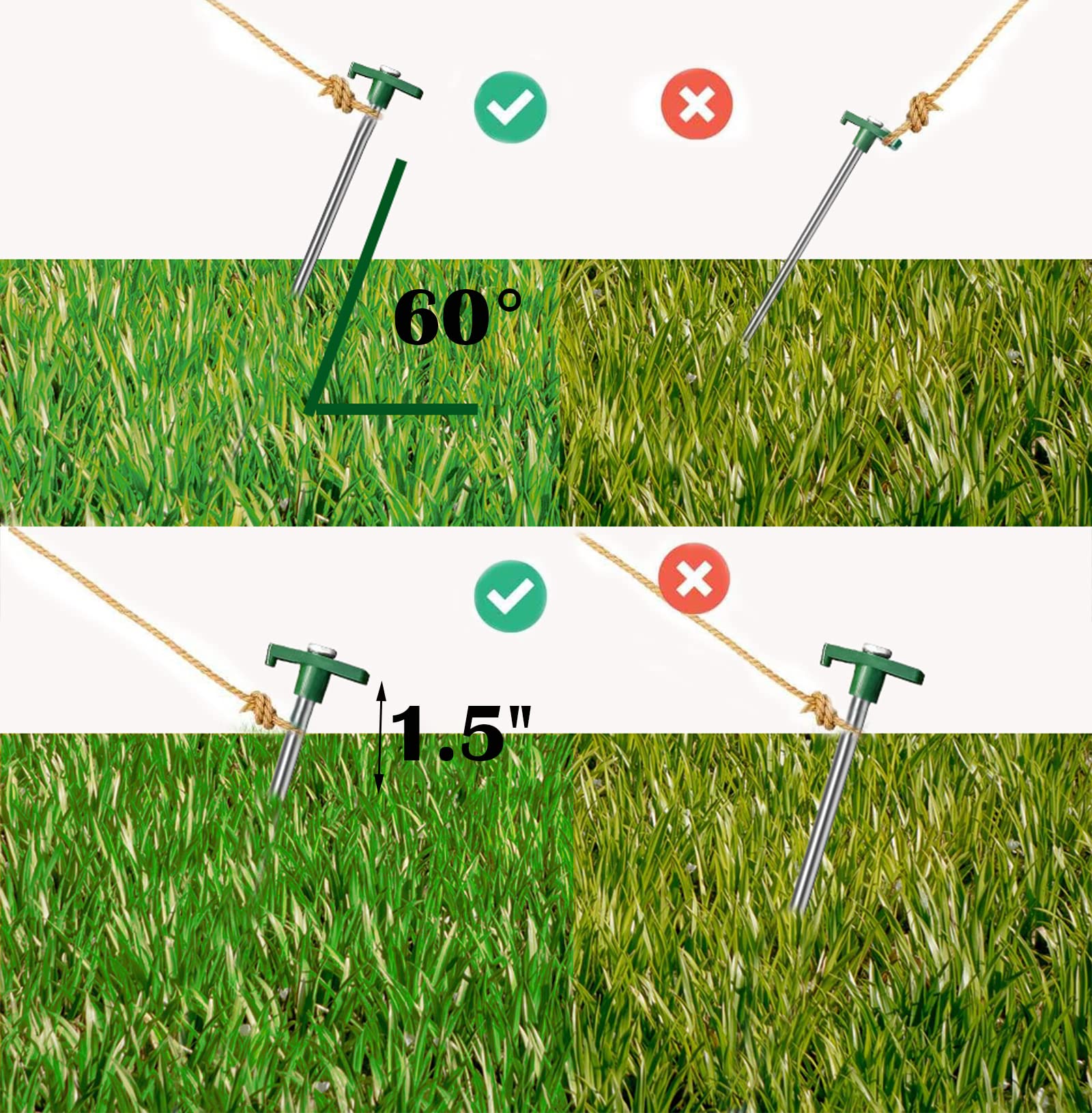 Cheardia 20 Pack Tent Stakes Heavy Duty, 10.25 Inch Yard Stakes Non-Rust Metal Tent Pegs Ground Stakes Tent Spikes For Camping P