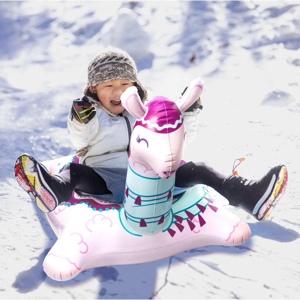 Bigmouth Inc Large 48'' Inflatable Snow Tube For Kids And Adults, Durable Winter Toy For Tubing & Sledding - Llama