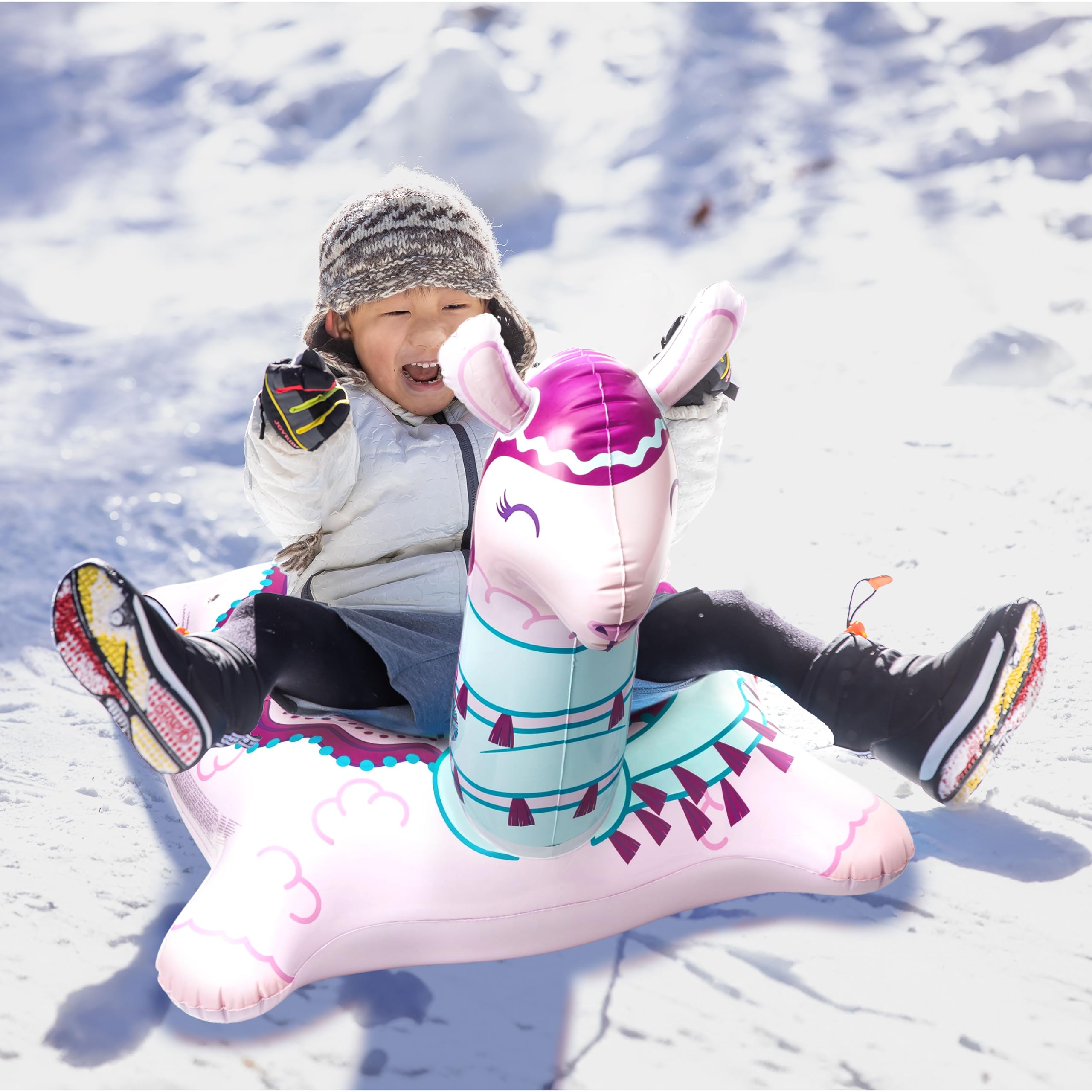 Bigmouth Inc Large 48'' Inflatable Snow Tube For Kids And Adults, Durable Winter Toy For Tubing & Sledding - Llama