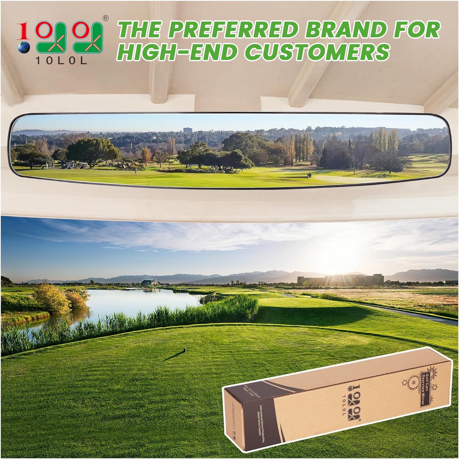 10L0L Golf Cart Mirror Rear View Mirror 16.5'' Extra Wide 180 Degree Panoramic For Yamaha Ezgo Club Car Golf Carts