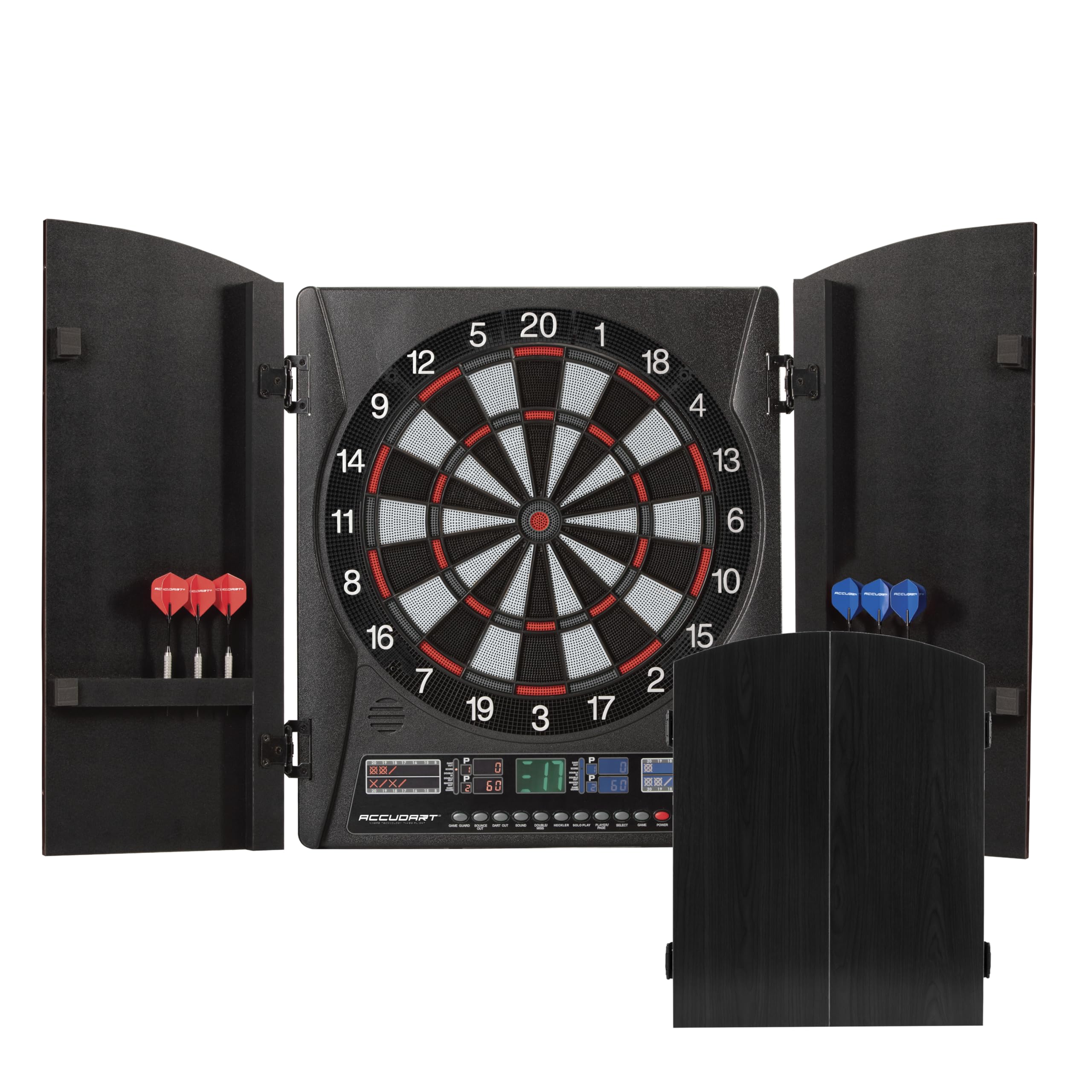 Accudart Apollo Electronic Dartboard Cabinet - 38 Game Modes - 137 Game Variations - Advanced Features - Colorful Backlit Scorin