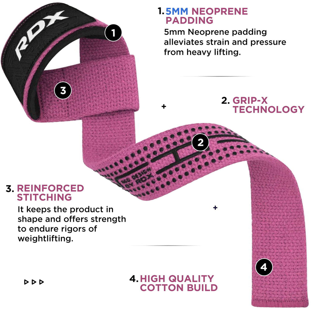Rdx Weightlifting Straps, 5Mm Neoprene Padded Anti Slip 60Cm Hand Bar Support Grips,Wrist Strap For Strength Training Equipment