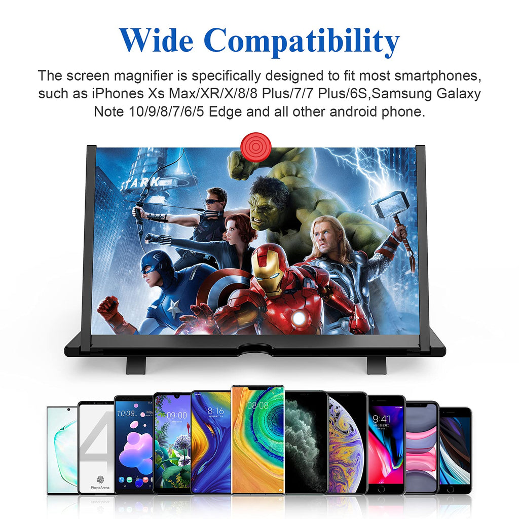 16 Screen Magnifier -3D Hd Mobile Phone Magnifying Projector Screen Enlarger For Movies, Videos, And Gaming-Foldable Phone Stand