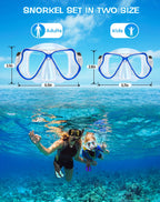 Greatever Dry Snorkel Set,Panoramic Wide View,Anti-Fog Scuba Diving Mask,Professional Snorkeling Gear For Kids
