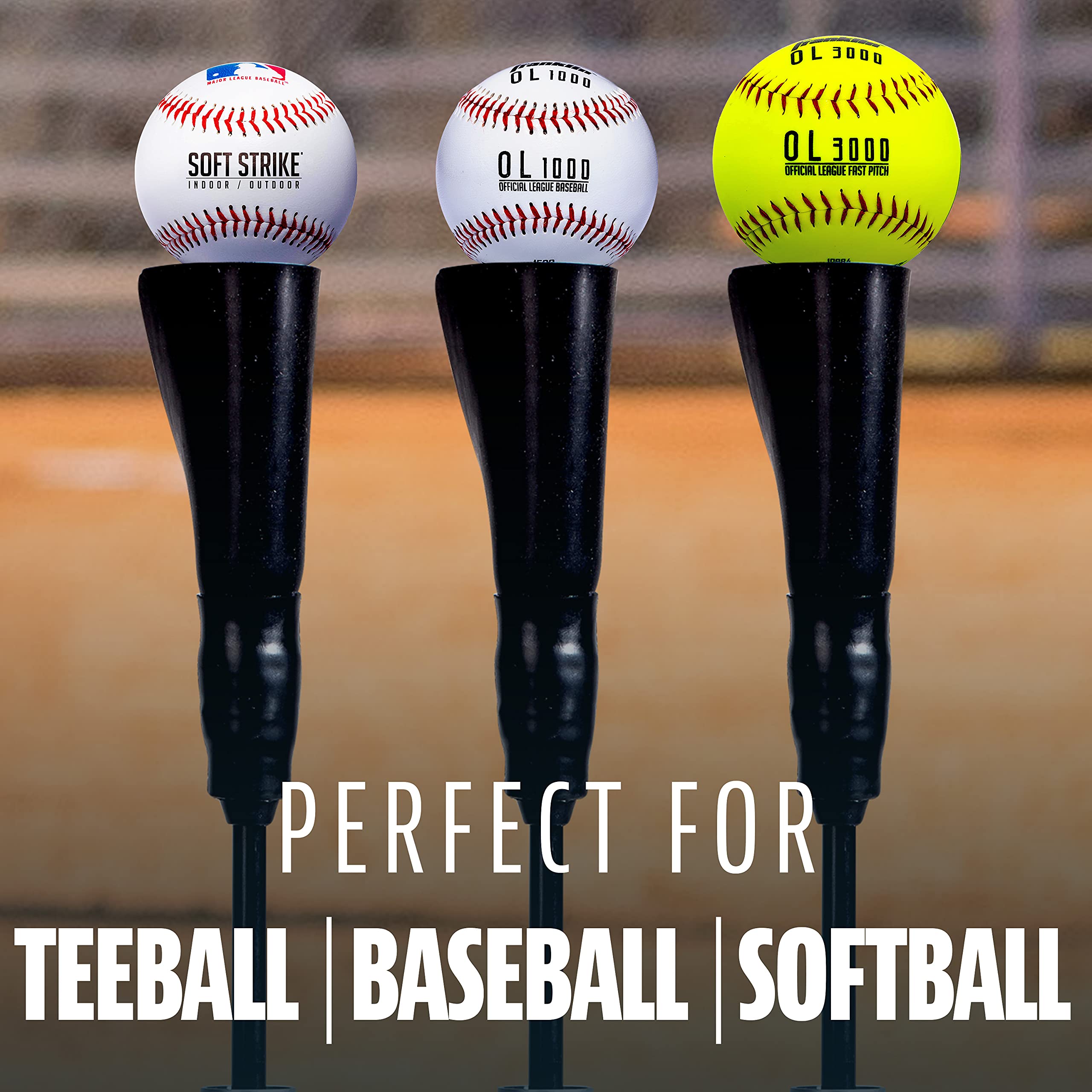 Franklin Sports Portable Batting Tee - Industrial Grade Adjustable Baseball And Softball Hitting Tee - Weighted Base For Stabili