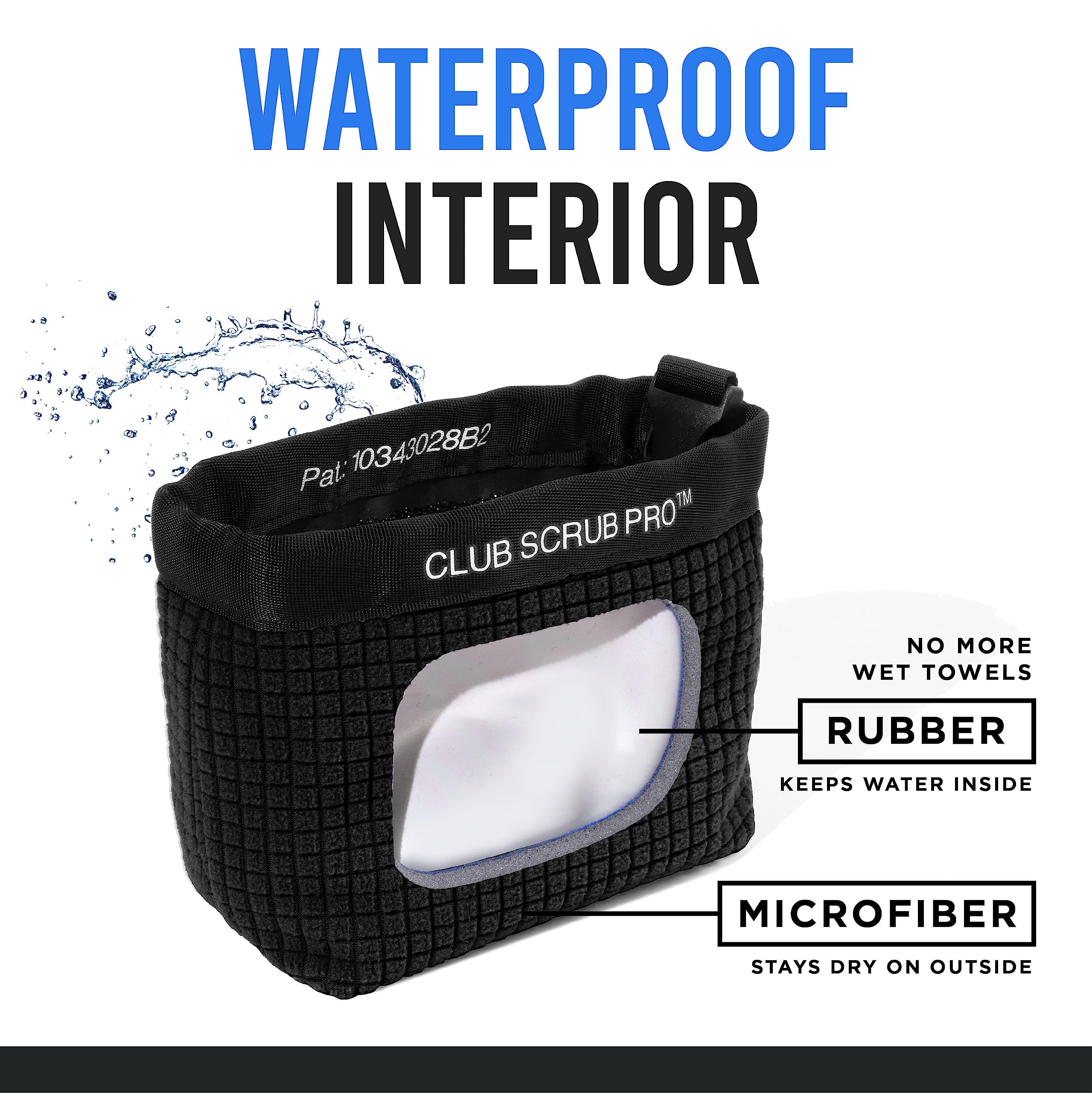 Club Scrub Pro Golf Club And Golf Ball Cleaning Bag, Waterproof Clean Face Technology Liner, Perfectly Dry Microfiber Exterior,