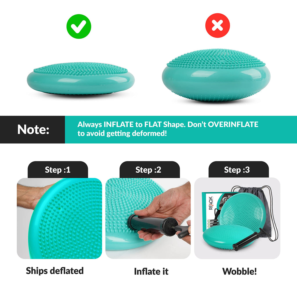Rfaqk Inflated Air Stability Wobble Cushion - Wiggle Seat To Improve Sitting Posture & Attention, Stability Balance Disc For Phy