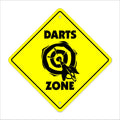 Darts Crossing Sign Zone Xing  Indoor/Outdoor  12'' Tall Plastic Sign Dartboard Dartboard Player Tavern Bar Man Cave Team Board