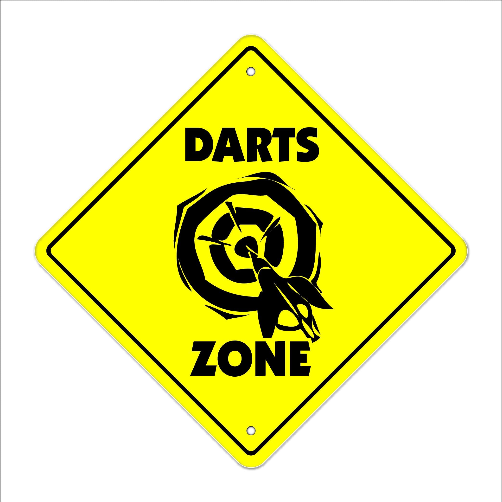 Darts Crossing Sign Zone Xing  Indoor/Outdoor  12'' Tall Plastic Sign Dartboard Dartboard Player Tavern Bar Man Cave Team Board