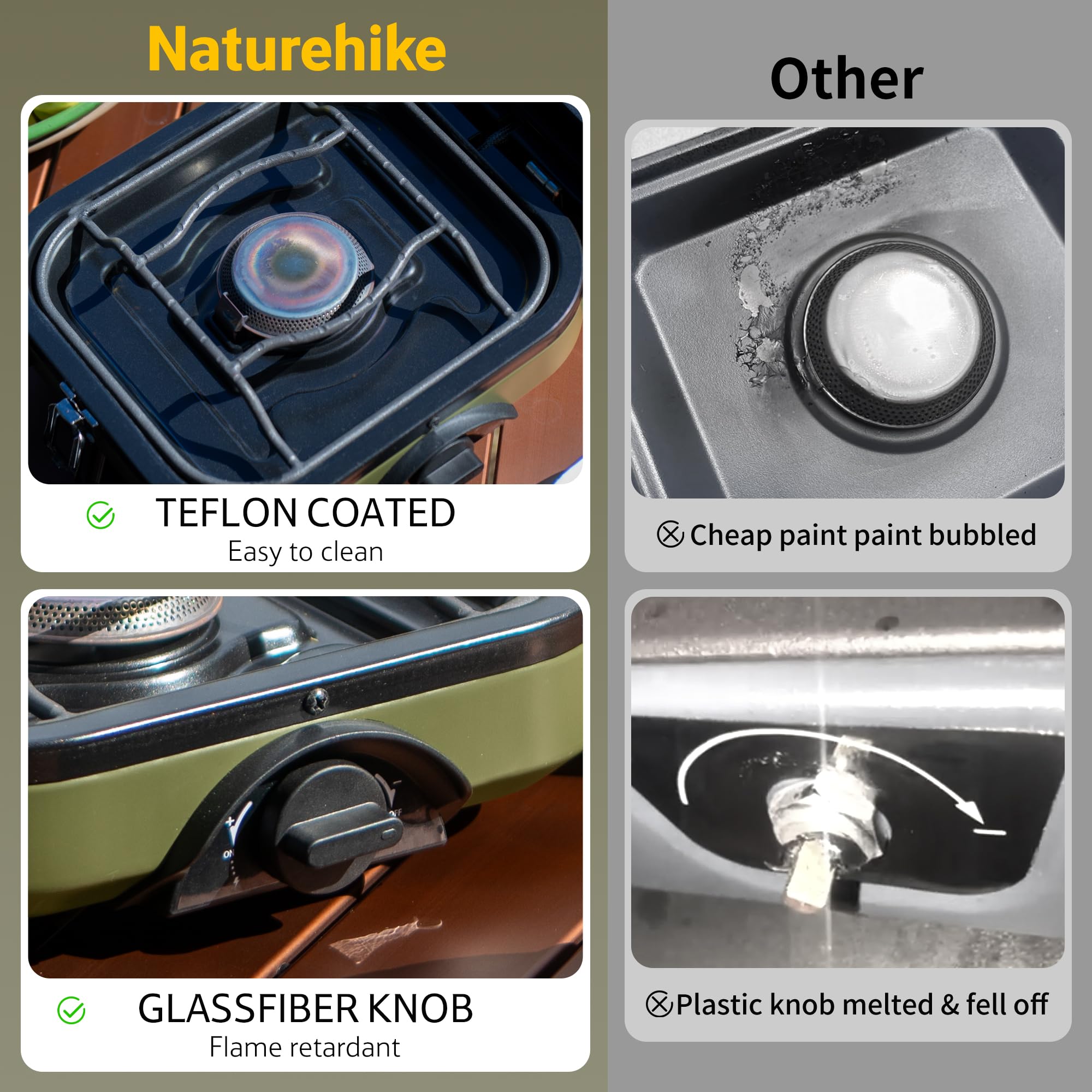 Naturehike 2 Burner Folding Camping Stove, Portable Propane Gas Stove With Carry Bag, 16000 Btu High-Performance Camp Stove With