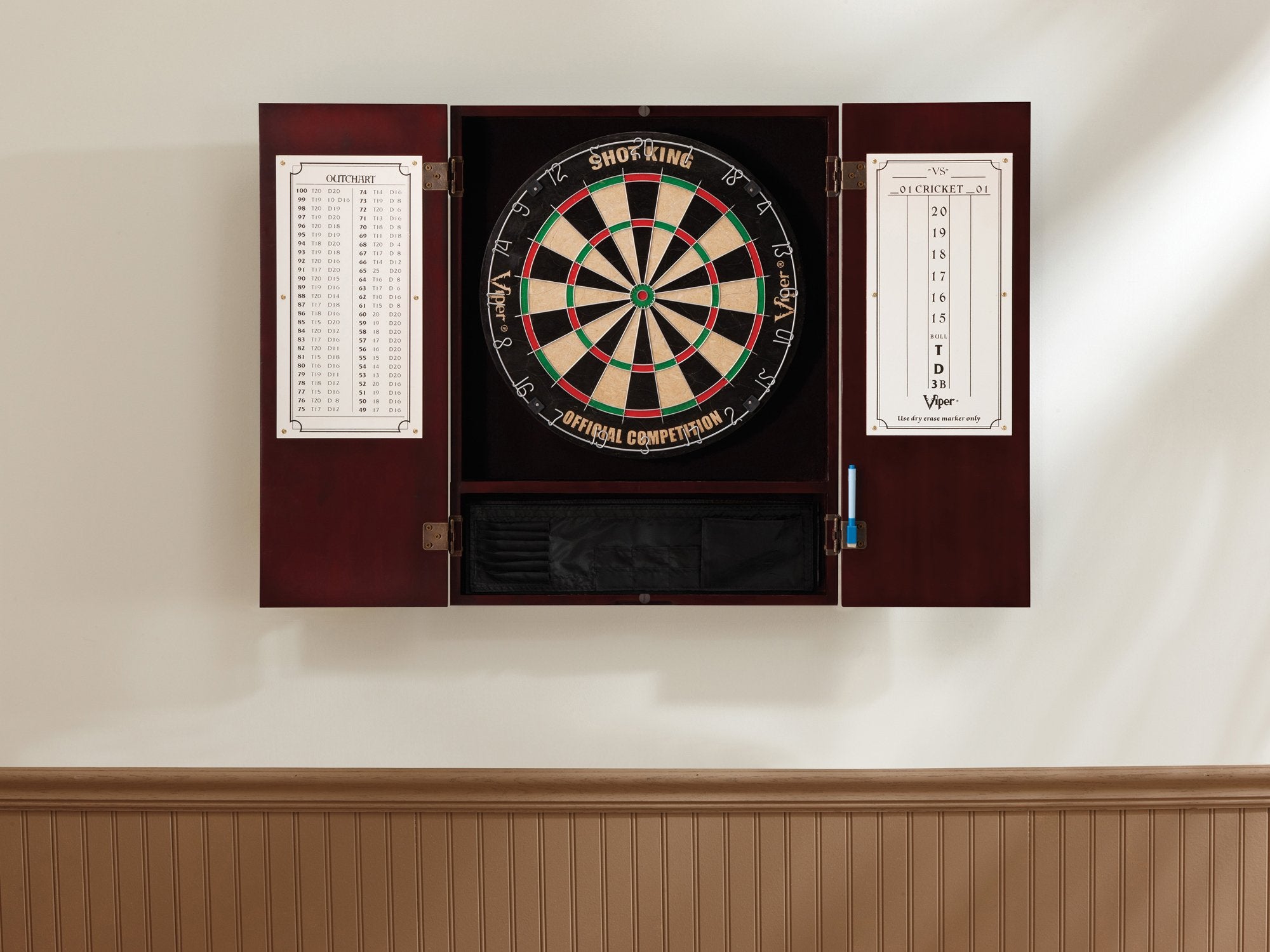 Viper Metropolitan Solid Wood Sisal/Bristle Steel Tip Dartboard Cabinet: Cabinet Only (No Dartboard), Mahogany Finish