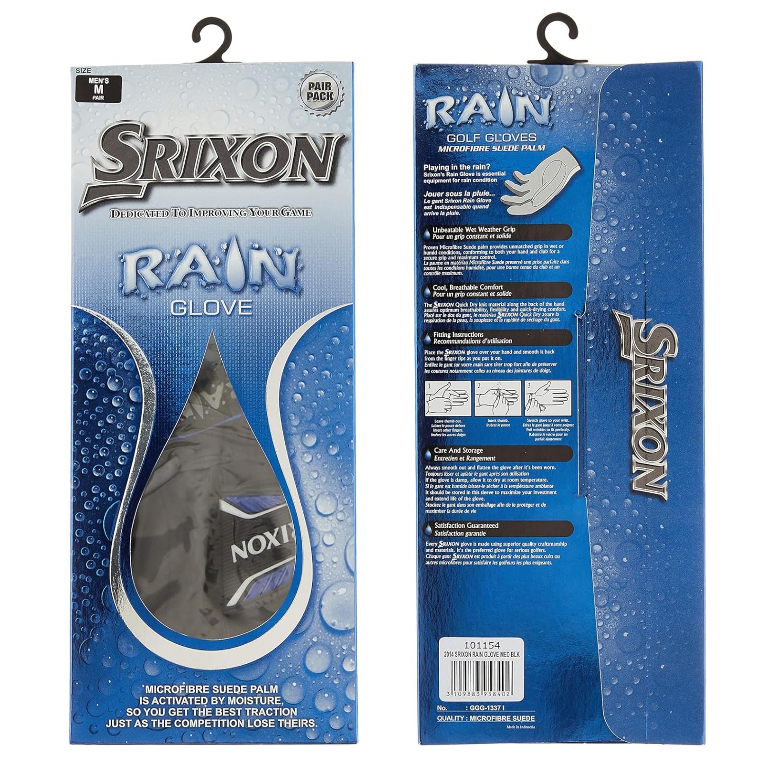 Srixon Rain Glove (Pair), Black, Medium/Large