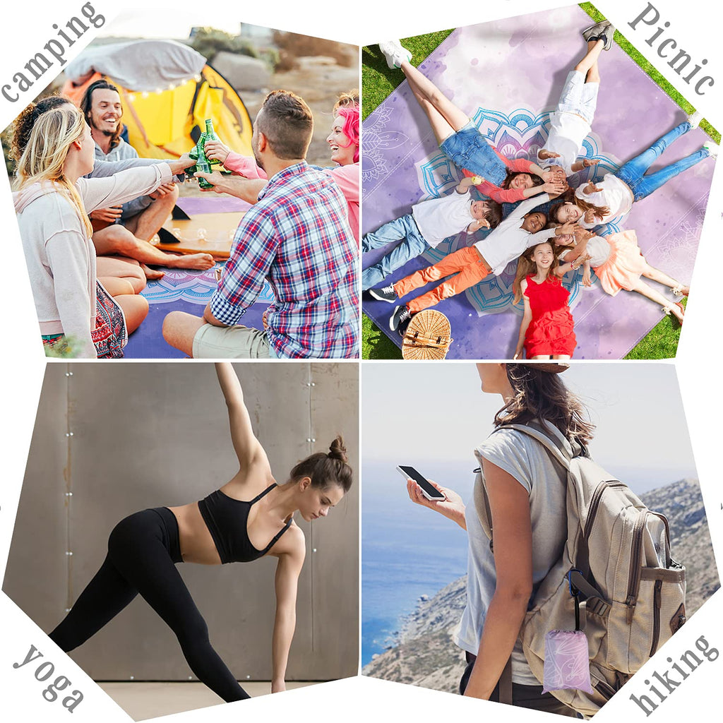 Mxicnc Sandfree Beach Blanket Waterproof Portable Lightweight Picnic Mat Oversized Extra Large 79''83'' Blanket For 4-7 Adults F