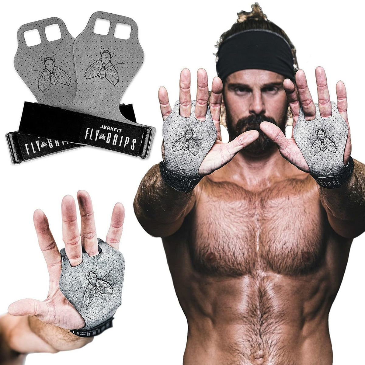 Jerkfit Fly Grips, Hand Grips For Cross Training, Soft Vegan Lightweight Weight Lifting Gloves With Grip For Pull Ups, Powerlift