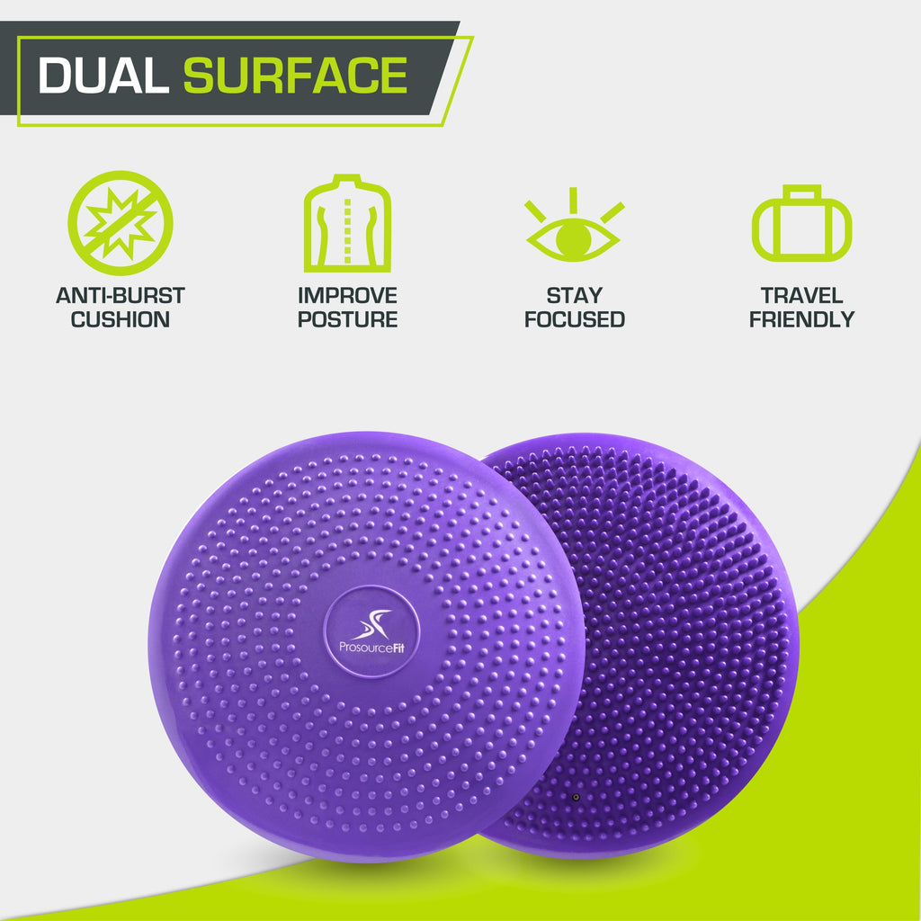 Prosourcefit Core Balance Disc Trainer, 14 Diameter With Pump For Improving Posture, Fitness, Stability, Purple