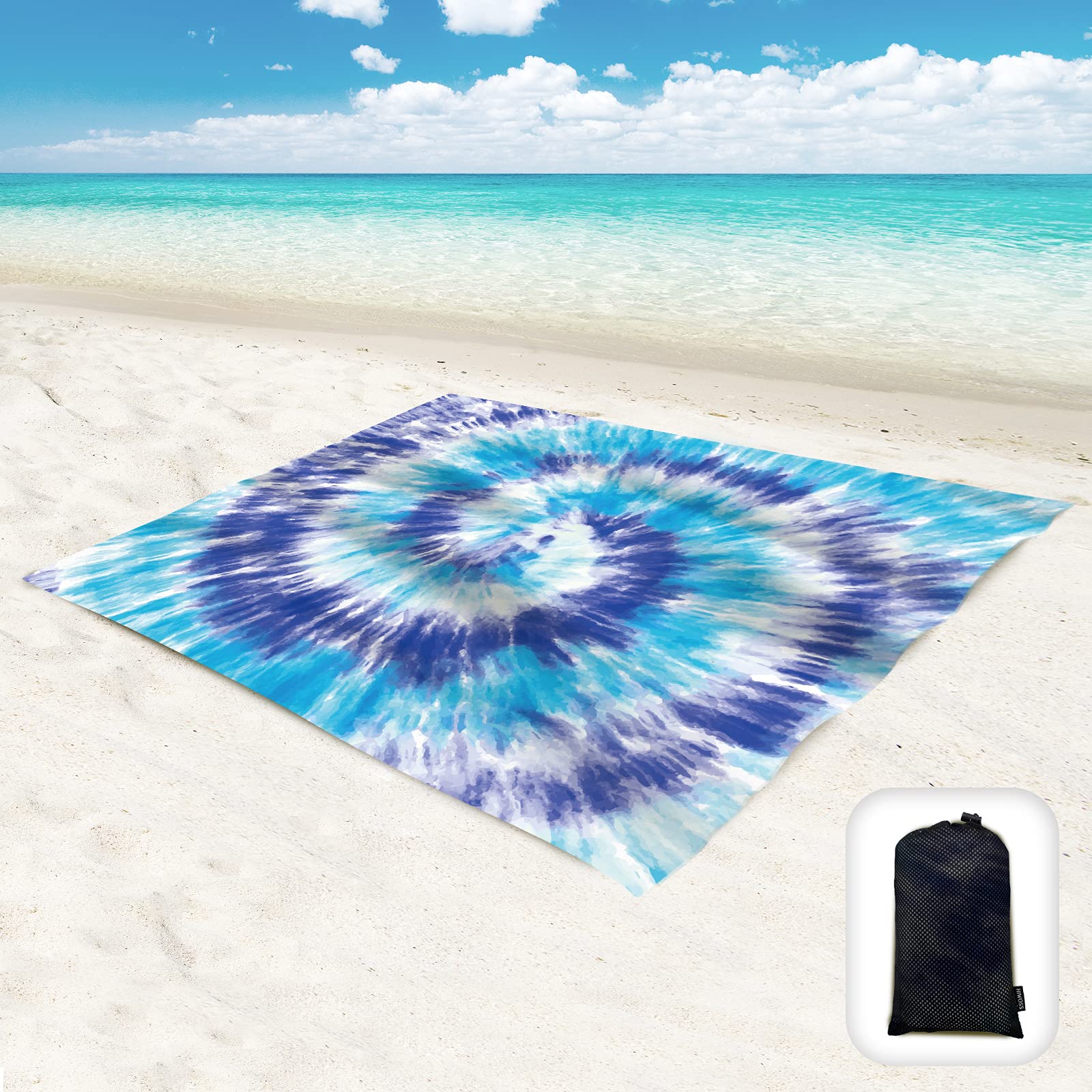 Hiwoss Beach Blanket Waterproof Sandproof Oversized 95X 80,Sand Free Beach Mat With Corner Pockets,Portable Mesh Bag For Beach F