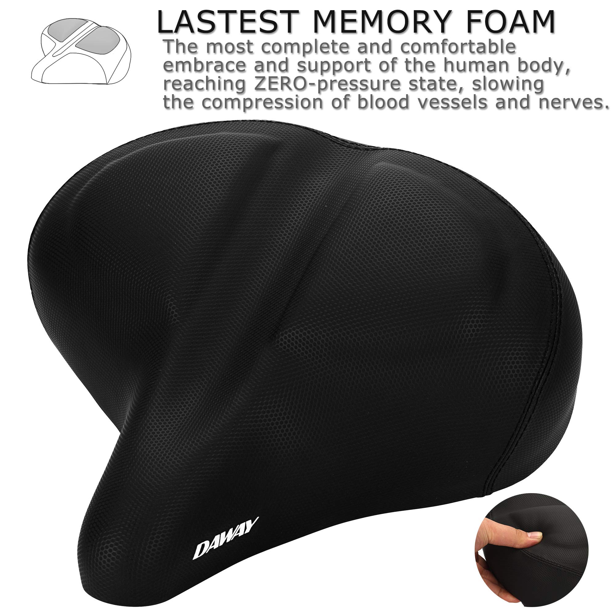 Daway Oversized Comfort Bike Seat - C40 Most Comfortable Extra Wide Soft Foam Padded Exercise Bicycle Saddle For Men Women Senio