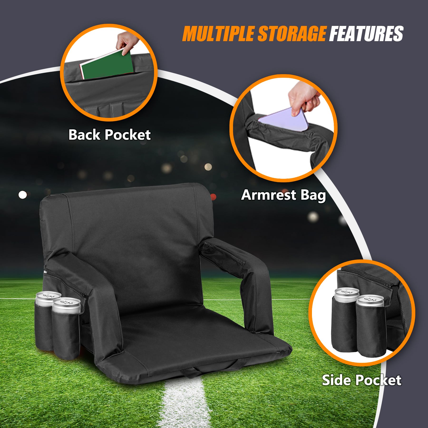 Nova Microdermabrasion Stadium Seats With Back Support And Cushion Bleacher Seat Chairs Stadium Seats For Bleachers Portable 2 P