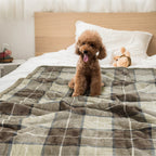 Petami Dog Blanket, Plaid Sherpa Dog Blanket  Plush, Reversible, Warm Pet Blanket For Dog Bed, Couch, Sofa, Car (Taupe, 60X40 In