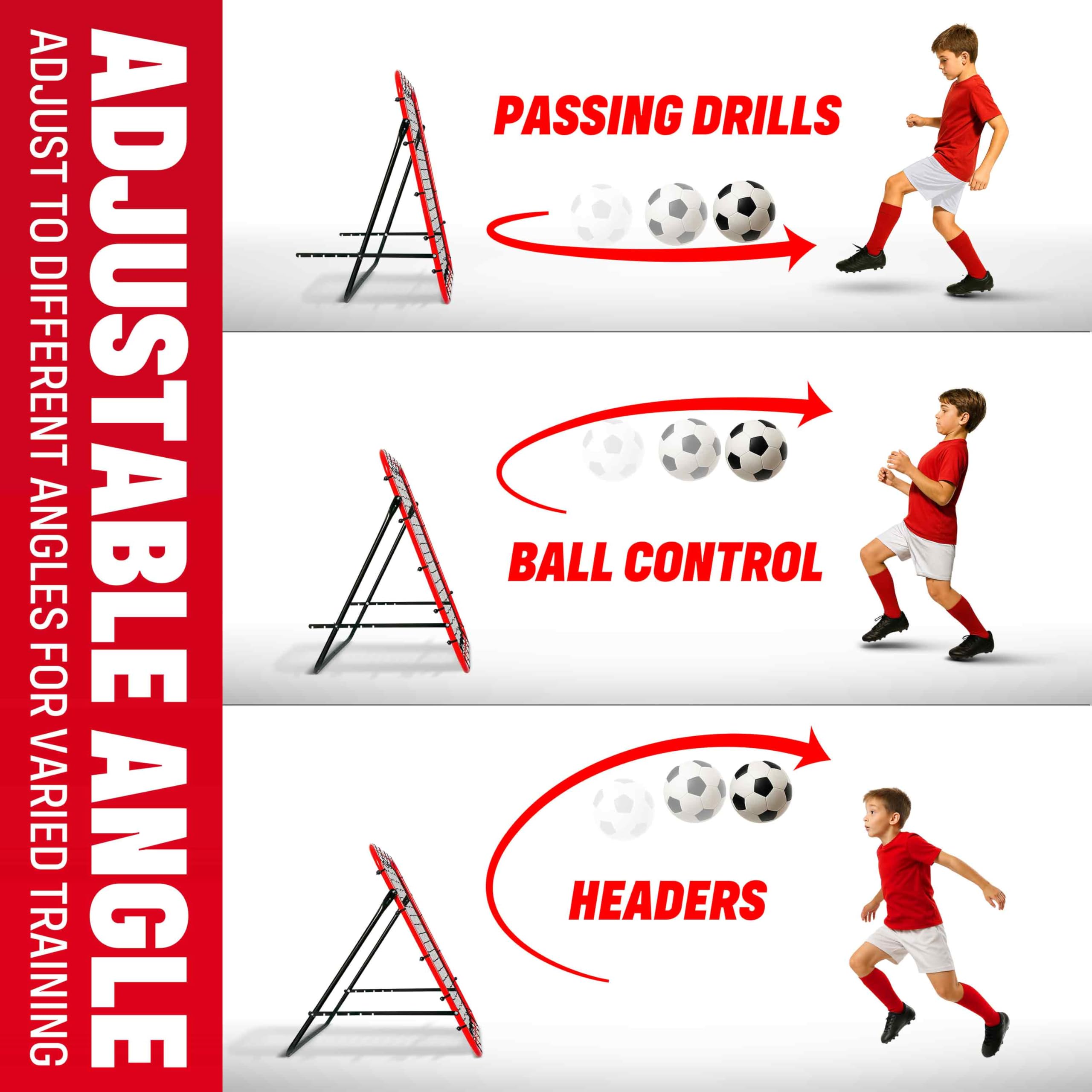 Soccer Rebounder Kickback Football Rebound Net (Adjustable Angle) Portable Easy Setup