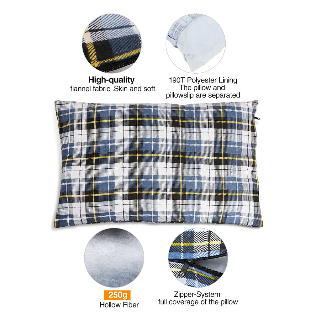 Redcamp Outdoor Camping Pillow Lightweight, Flannel Travel Pillow Cases, Removable Pillow Cover