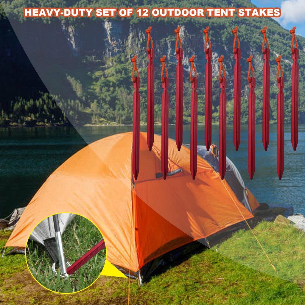 All One Tech Pack Of 12, 7075 Aluminum Outdoors Tent Stakes Pegs
