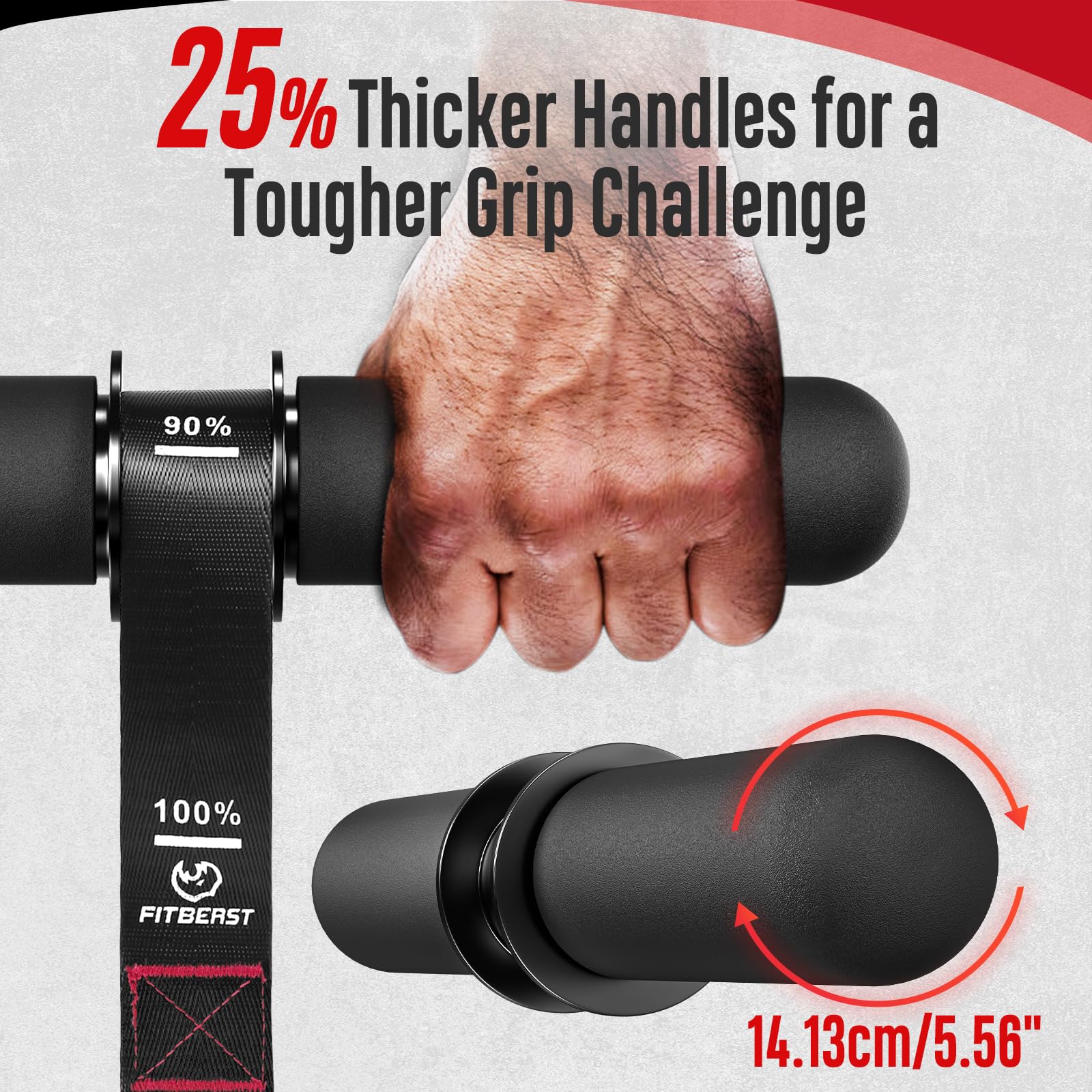FitBeast Forearm Strengthener & Exerciser, Wrist Roller with Thicker Handle, Trainer with Adjustable Strap - Ideal for Grip Stre