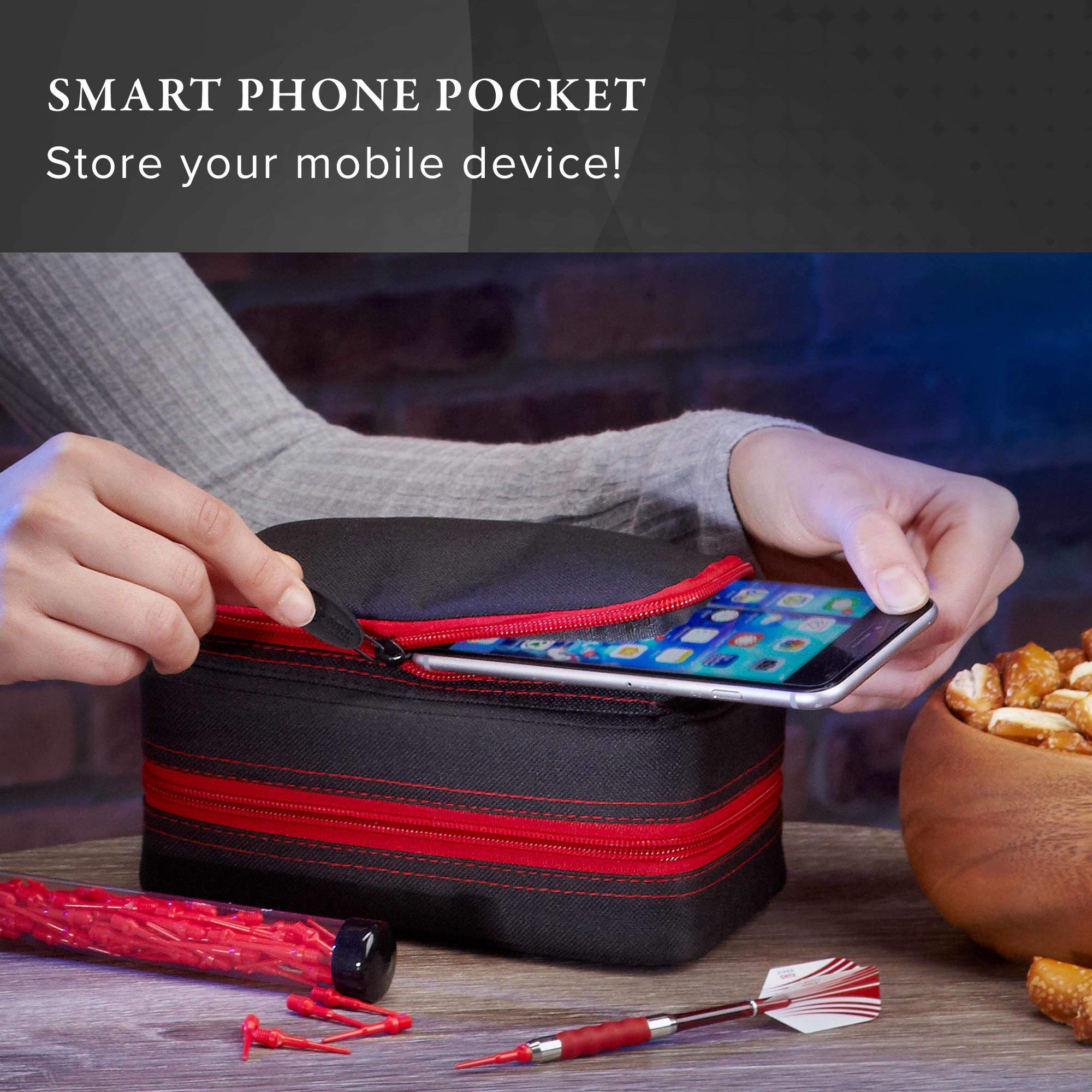 Casemaster By Gld Products Plazma Pro Dart Case Black With Ruby Zipper And Phone Pocket