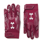 Under Armour Men'S F9 Nitro Football Gloves, (609) Maroon/Sedona Red/Metallic Silver, Large