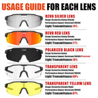 X-Tiger Polarized Cycling Glasses With 5 Interchangeable Lenses,Mtb Biking Baseball Running Sports Sunglasses For Men Women