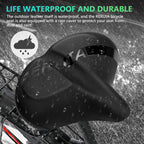 Reruia Large Bike Seat Comfortable And Wide Saddle Dual Shock Absorbing Exercise Bicycle Seat Leather Cover Waterproof Universal